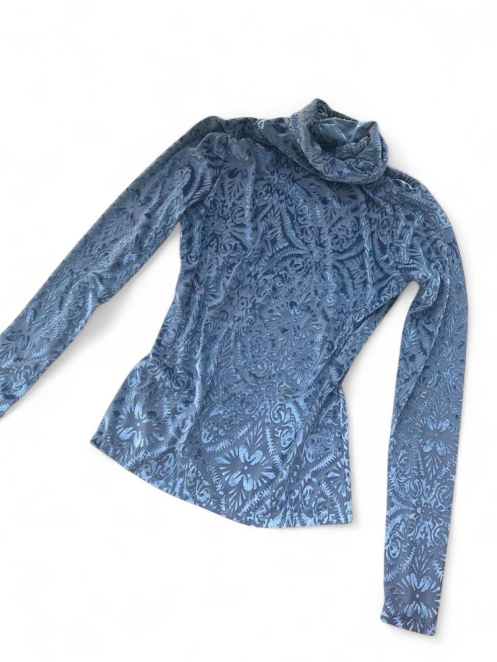Vici Blue Patterned Turtleneck Sweater